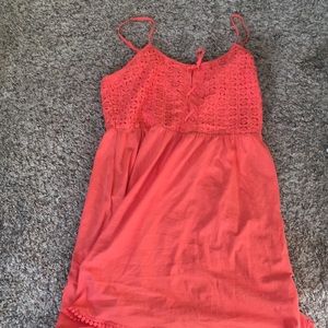 short coral mini- dress